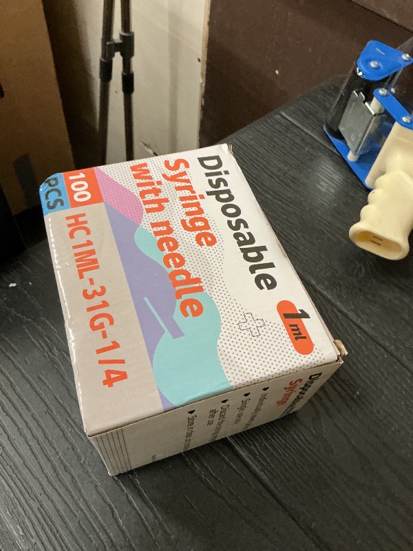 Photo 1 of 1ML Syringe, Lab Supplies Syringes 31G 1/4 Inch, Individually Wrapped, Pack of 100