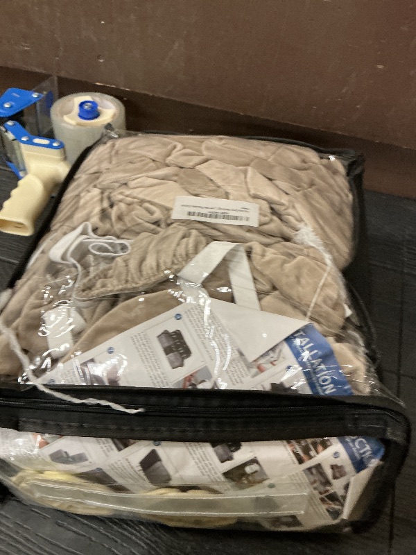 Photo 1 of ULTICOR Reclining LoveSeat with Middle Console Slipcover, 8-Piece Velvet Stretch Loveseat Reclining Sofa Covers, 2 seat Love seat Recliner Cover, Thick, Soft, Washable, Love seat Slipcovers (Taupe)