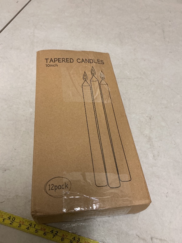Photo 1 of 12 Pack Ivory Taper Candles 10 inch - Taper Candles Dripless, Smokeless, Unscented - 8 Hours Long Burning - Hand Poured Tall Candlesticks - Perfect for Home Decor, Weddings, and Special Occasions