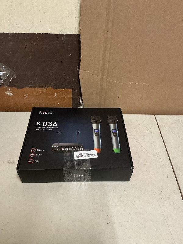 Photo 1 of FIFINE UHF Dual Channel Wireless Handheld Microphone, Easy-to-use Karaoke Wireless Microphone System-K036