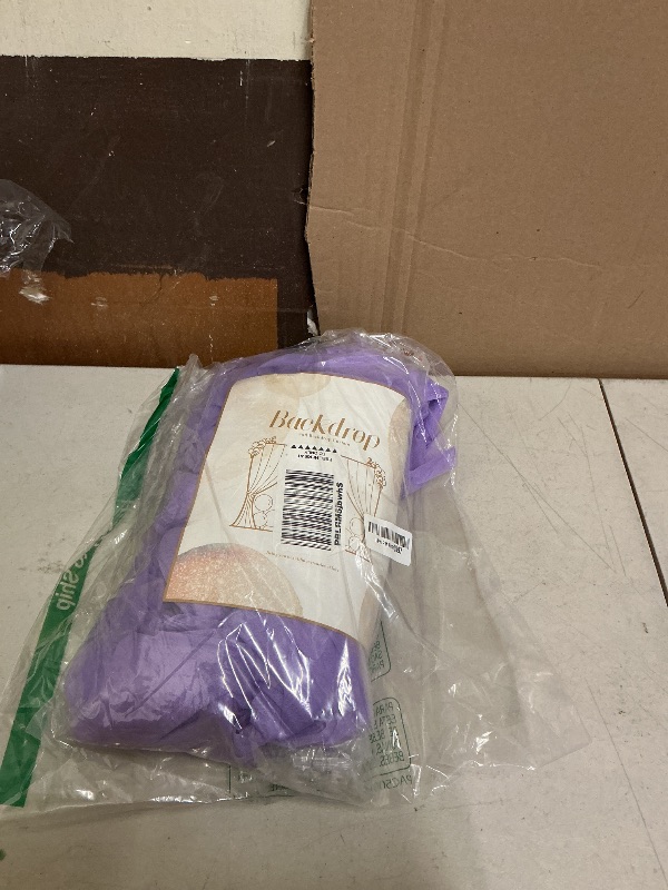 Photo 1 of 10ft x 10ft Lavender Tulle Photo Backdrop Curtain with Lights String for Parties Wedding Bridal Shower Sheer Lavender Curtain Backdrop for Birthday Baby Shower Photo Booth Photography