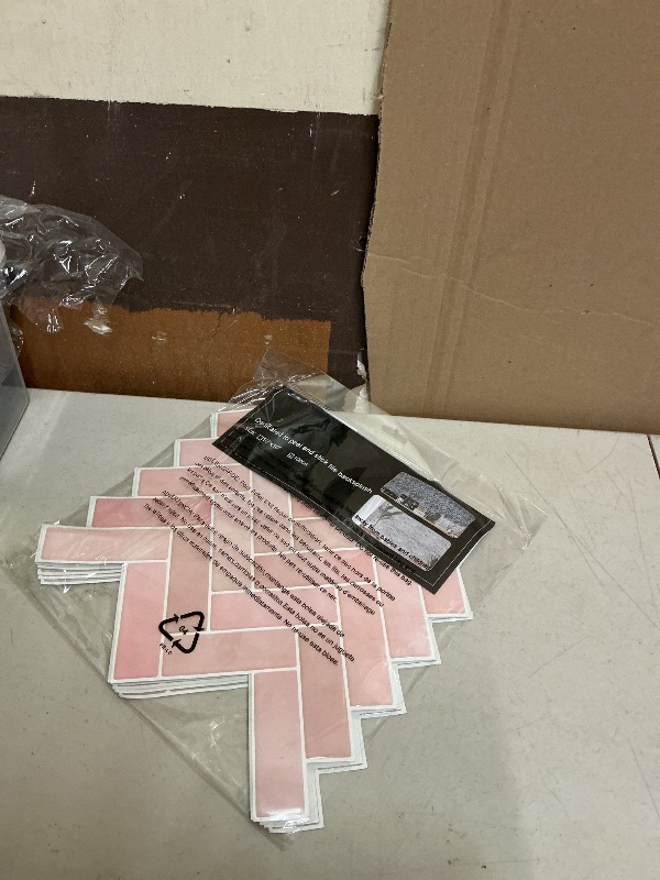 Photo 1 of 10-Sheet Herringbone Peel and Stick Backsplash,Self Adhesive Stick on Wall Tile with Thin and Lightweight Design,Dusty Pink Chevron Subway Tiles for Kitchen and Bathroom (12"x12")