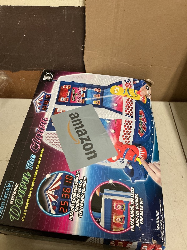 Photo 1 of Merchant Ambassador Retro Arcade Electronic: Down The Clown - Tabletop Game, Sound Effects, Electronic Scoreboard, 2 Players, Ages 6+