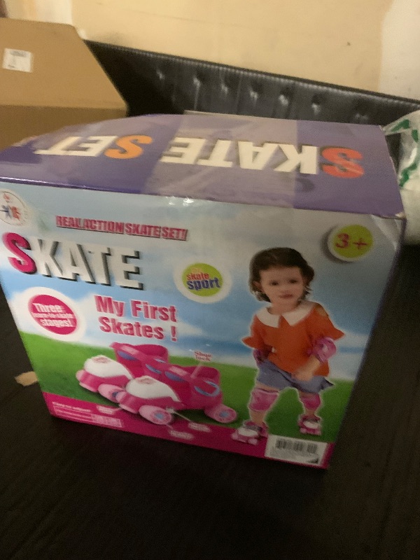 Photo 1 of Adjustable Easy Training Inline Rollerskates - Beginner-Friendly Quad-Style 4 Wheel Inline Roller Skates Training for Kids, Toddler, and Children (Pink)