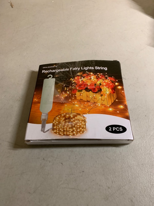 Photo 1 of 32FT(16 * 2) Fairy Lights Battery Operated, Rechargeable String Lights with Timer, Mini Waterproof LED Twinkle Lights for Bedroom, Christmas Decorations, Wedding Party Decor, Warm White