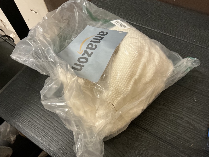 Photo 1 of 36 Inch White Knitted Christmas Tree Skirt: Small Thick Cable Knit Round Cream Tree Skirt for 4-6FT Tree Rustic Neutral Farmhouse Christmas Tree Decorations Tree Base Cover