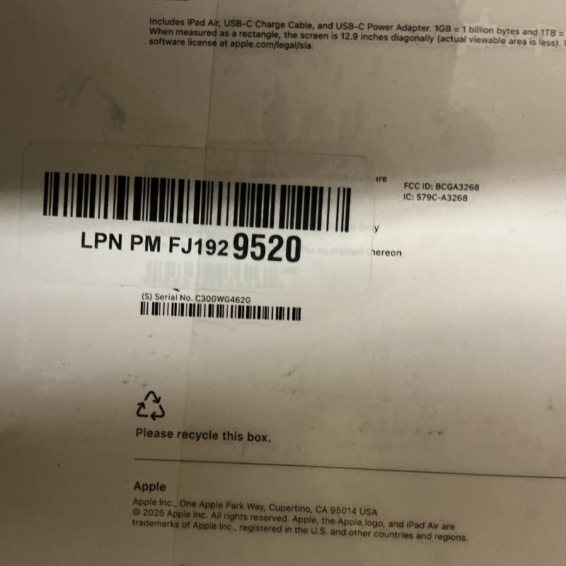 Photo 1 of Apple iPad Air 13-inch with M3 chip Built for Apple Intelligence, Liquid Retina Display, 256GB, 12MP Front/Back Camera, Wi-Fi 6E, Touch ID, All-Day Battery Life — Space Gray