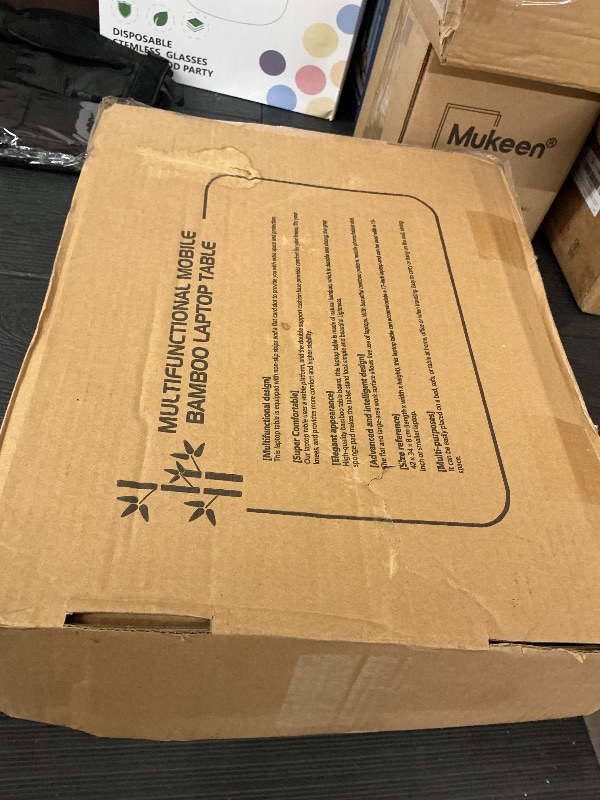 Photo 1 of SANJIMO Adjustable Lap Desk for Laptop with Cushion, Bamboo Laptop Stand with Anti-Slip Strip Tablet Phone Holder, Fits up to 15.6 inch or 14 inch with Mouse Space