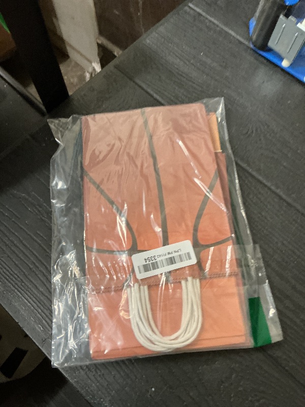 Photo 1 of 16 PCS Basketball Gift Bags with Handles for Basketball Birthday Party Supplies, Basketball Party Favor Bags Candy Treats Bags, Basketball Goodie Bags for Kids Boys Girls