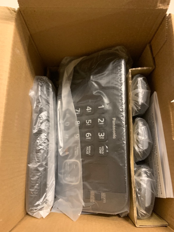 Photo 1 of Panasonic DECT 6.0 Expandable System, Cordless Phones With Answering Machine and Call Blocking - 5 Cordless Phones 5 Handsets - KX-TGE645M (Metallic Black)