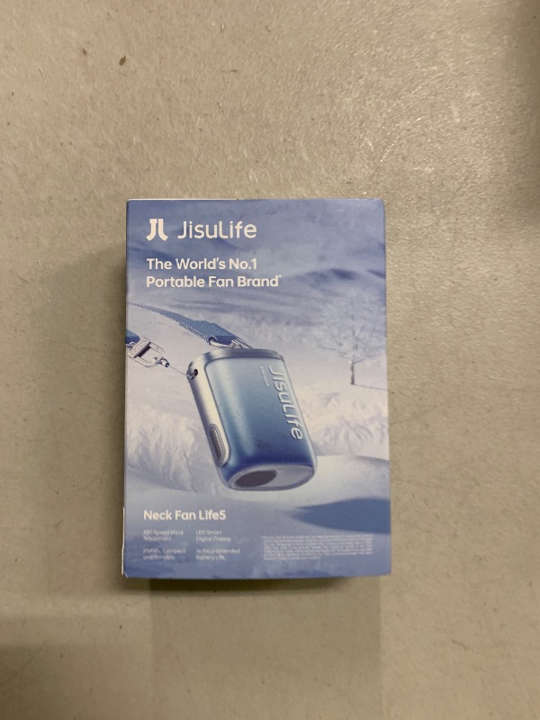 Photo 1 of JISULIFE Portable Neck Fan, 100 Speed Adjustable 40000RPM Cooling, Mini Personal Necklace Wearable Waist Fan, 16H USB Rechargeable 4500mAh with LED Display for Outdoor, Travel, Cmaping Gifts- Blue