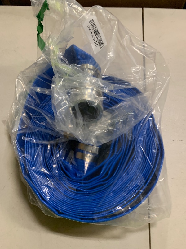 Photo 1 of 2 inch x 50ft PVC Lay Flat Discharge Hose With Aluminum Camlock C & E Fittings, Cam Lock Fitting, Heavy Duty Reinforced Pump Backwash Hose Assembly