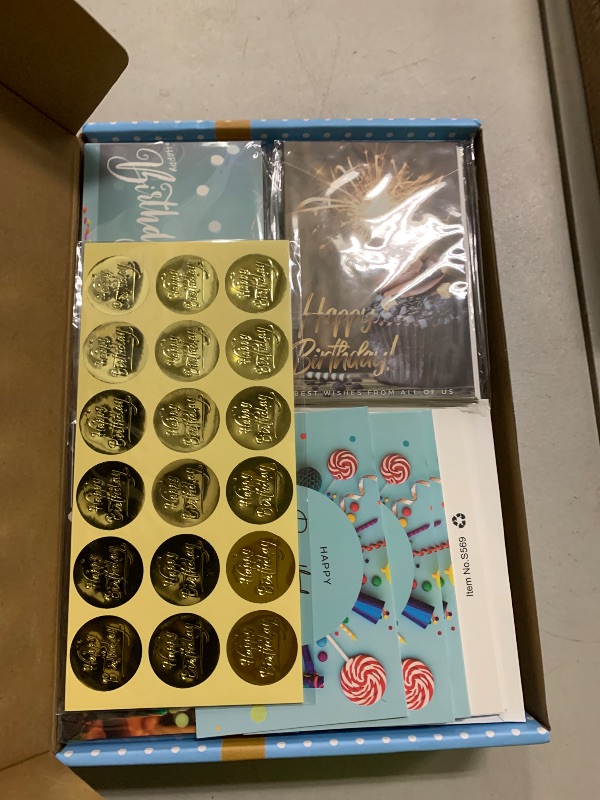 Photo 1 of 160 Birthday Cards Bulk with Short Generic Message Inside, Birthday Cards with Envelopes 4 x 6 inches, 20 Unique Designs, for Family, Group,Office, Business, Cards in Box