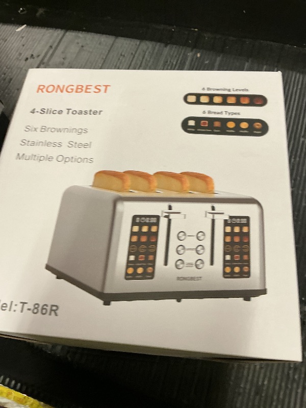 Photo 1 of 4 Slice Touch Screen Toaster, Easy-to-Use Digital Stainless Steel Toaster with Wide Slots, Reheat Defrost Cancel, Removable Crumb Tray, Silver