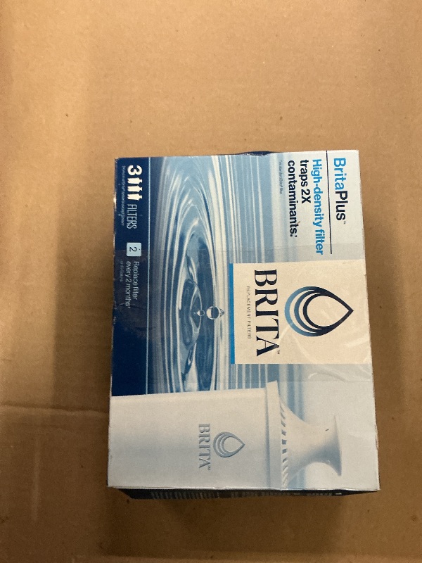 Photo 1 of Brita Plus Water Filter, BPA-Free, High-Density Replacement Filter for Pitchers and Dispensers, Reduces 2x Contaminants*, Lasts Two Months or 40 Gallons, Includes 3 Filters