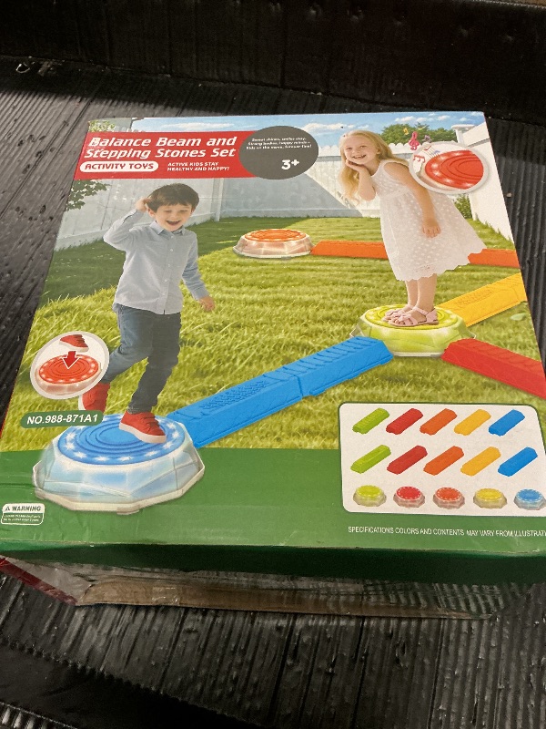 View 2 of 15PCS Rainbow Stepping Balance Beam Stones for Kids Toddlers - Indoor & Outdoor Sensory Toys for Outside Play Games,With Light Up&Music Non-Slip Jumping Blocks for Obstacle Course Boy Girl Gifts