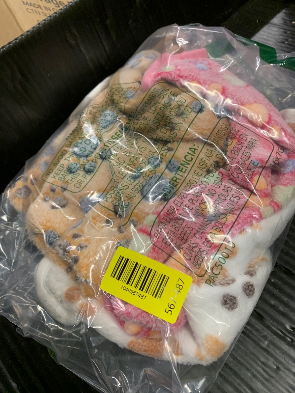 Photo 1 of 1 Pack 3 Blankets Super Soft Fluffy Premium Fleece Pet Blanket Flannel Paw Printed Throw for Dog Puppy Cat (Small 23x16'', Brown, Pink, White)