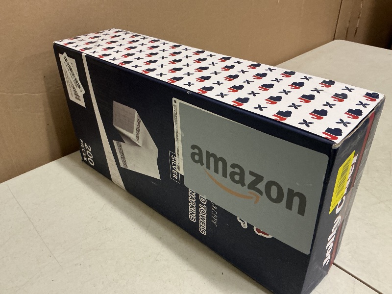 Photo 1 of 200 Disposable Hand Towels Soft and Absorbent Linen Feel Dinner Napkin Durable Decorative Bathroom Hand Napkins Good for Kitchen, Parties, Weddings, Dinners or Events White and Silver