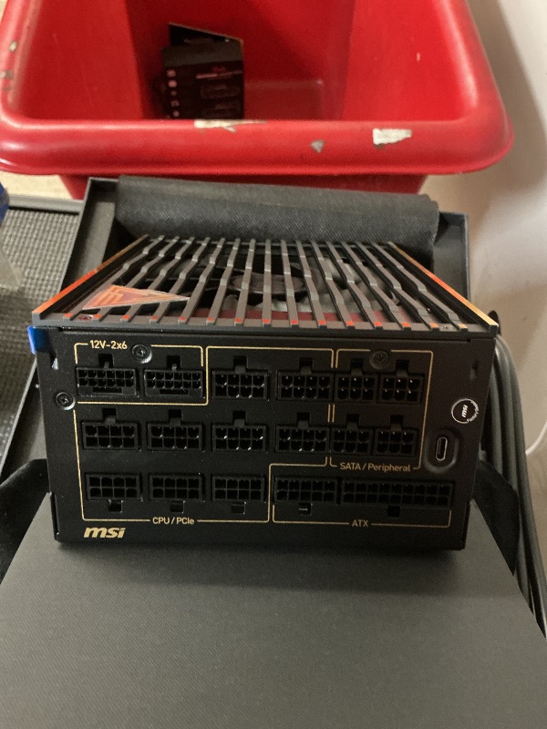 Photo 1 of MSI MEG Ai1600T PCIE5 Power Supply Unit, 1600W, 80 Plus Titanium, ATX 3.1, PCIe 5.1 GPU Support, Dual-Native 12V-2x6, Cables with Dual-Color 12V-2x6 connectors, ATX PSU, Braided Cable