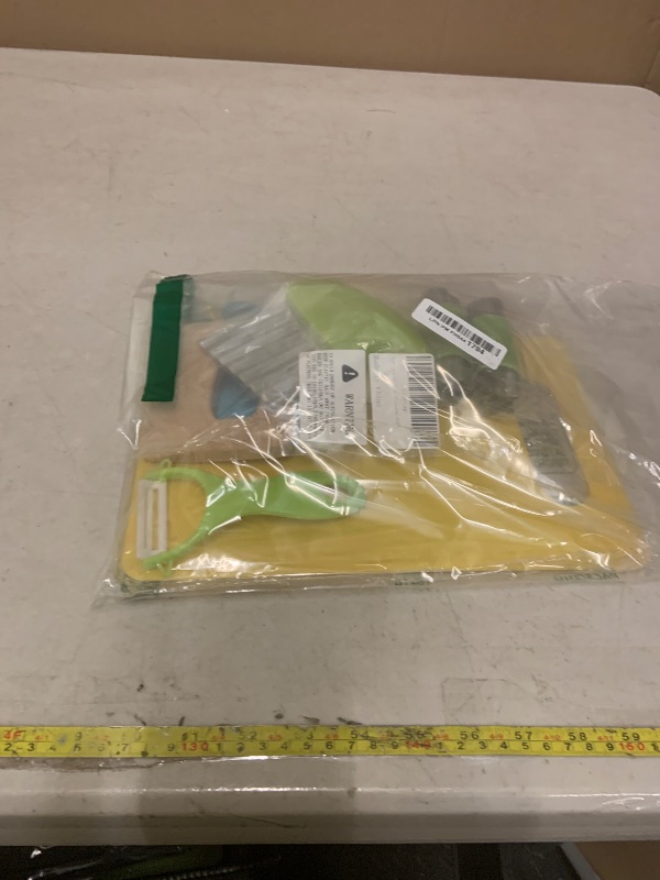 Photo 1 of 16PCS Montessori Kitchen Tools Cookware Baking Toy, Toddler Baking Set for Real Cooking includes 3 Serrated Edges Plastic Toddler Knives, Cutting Board, Y Peeler, Egg Beater, Toddler Food Picks