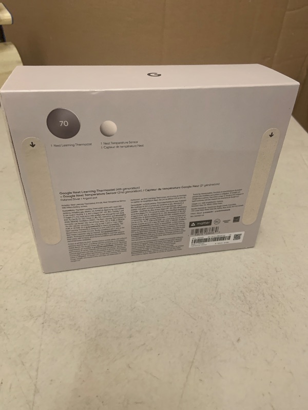 Photo 1 of Google Nest Learning Thermostat (4th gen) + Nest Temperature Sensor (2nd gen) - Silver