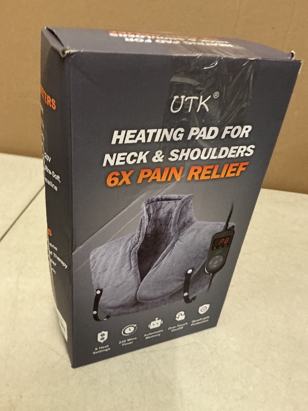 Photo 1 of Far Infrared Heating Pad for Neck and Shoulders and Back - 6X Deeper Pain Relief, Graphene 30s Fast Heat, 8 Heat Setting, 16 Timer, Automatic Memory, Weighted Heating Pads Gift for Women&Men (Grey)