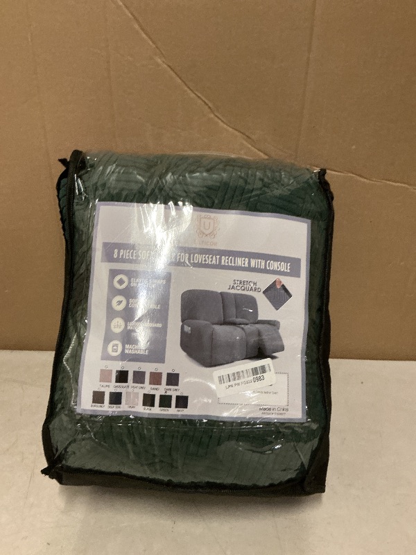 Photo 1 of ULTICOR Jacquard Design Reclining Loveseat with Middle Console Slipcover, 8-Piece Stretch Sofa Covers, 2 seat Loveseat Recliner Cover, Washable (Style 4) (Retro Geen)