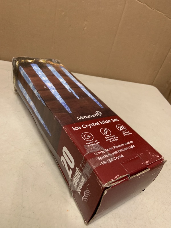 Photo 1 of Minetom Icicle Lights Outdoor with Clips, 20ft 100 LED 20 Tubes Twinkling White Christmas String Lights, Connectable Waterproof Hanging Icicle String Light Plug in for Eave Holiday Outdoor