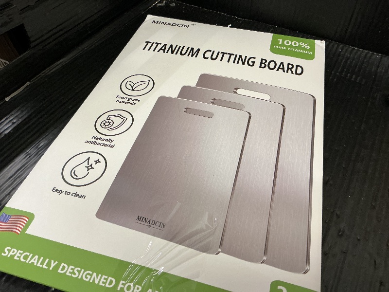 Photo 1 of 3-Pack Titanium Cutting Boards For Kitchen, 100% Pure Cut Titanium Cutting Board, Food Grade Quality, Double-sided non-toxic, Easy To Clean, Dishwasher Safe And Will Not Absorb Odors