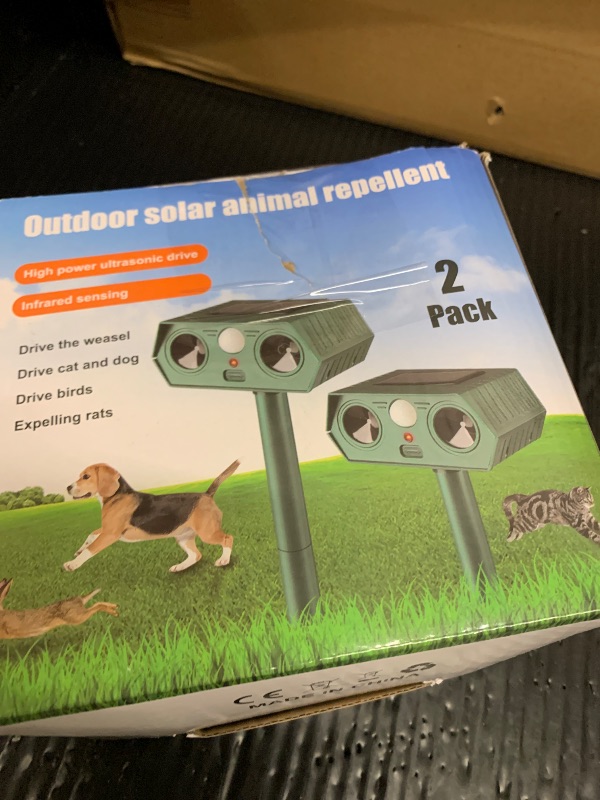 Photo 1 of 2 Pack 2026 Ultrasonic Animal Repellent Outdoor Cat Repellent Devices Solar Animal Repeller Motion Activated Deterrent to Scare Deer Squirrel Rabbit Raccoon Skunk for Yard Lawn Outdoor