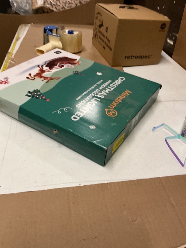 Photo 1 of 4 Pack Christmas Window Silhouette Lights Decorations, Santa Claus, Xmas Trees, Snowflake, and Star Window Silhouette with 50 Bulbs for Holiday Indoor Wall Door Glass Decorations