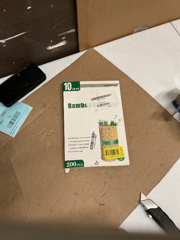 Photo 1 of 200PCS 10 inch Bamboo Skewers for BBQ,Appetizer,Fruit,Cocktail,Kabob,Chocolate Fountain,Grilling,Kitchen, Crafting and Party. More Size Choices 6"/8"/10"/12"/36"