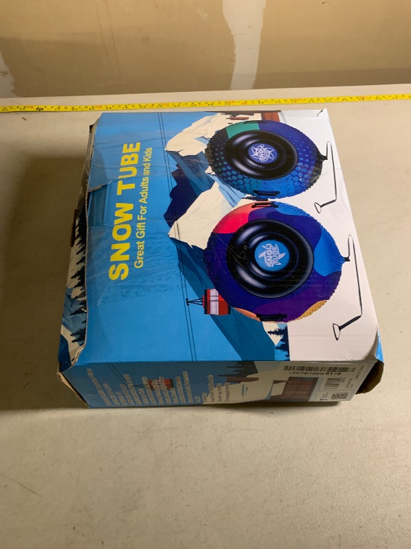 Photo 1 of Snow Tube,48 Inch Big Heavy-Duty Inflatable Snow Sled with Premium Canvas Cover for Kids Adults,Thickened Hard Bottom Sleds for Snow with Detachable Tow Strap,Winter Outdoor Fun Snow Toys Gifts