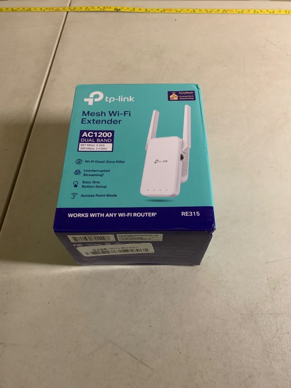 Photo 1 of TP-Link AC1200 WiFi Extender, 2023 Engadget Best Budget Pick, 1.2Gbps Signal Booster for Home, Dual Band 5GHz/2.4GHz, Covers Up to 1500 Sq.ft and 30 Devices,Support Onemesh, One Ethernet Port (RE315)