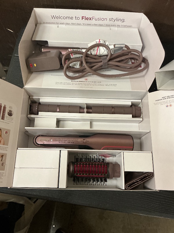 Photo 1 of Shark FlexFusion Hair Straightener & Powerful Hair Dryer with Fusion Hair Brush, Ceramic Air Styler with Auto-Wrap Curlers & Concentrator, Ceramic Plates, Cosmic Blush HD641S