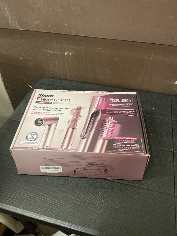 Photo 1 of Shark FlexFusion Hair Straightener & Powerful Hair Dryer with Fusion Hair Brush, Ceramic Air Styler with Auto-Wrap Curlers & Concentrator, Ceramic Plates, Cosmic Blush HD641S