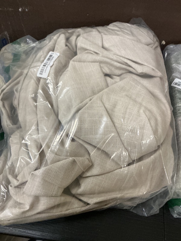 Photo 1 of 100 Inch Width 102 Inch Long Curtains Extra Wide Pinch Pleat Linen Curtains for Living Room Beige Tan Oatmeal Light Filtering Privacy Pleated Hooks Rings Back Tab for Sliding Glass Door 1 Panel