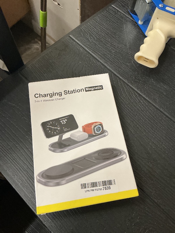Photo 1 of 3 in 1 Fast Wireless Charger Stand for iPhone, Foldable Travel Charging Station for Magsafe for iPhone 17/Air/16/15/14/13/12 Series, Apple Watch Series, AirPods pro/2/3/4, Gifts for Women Men (Silver)