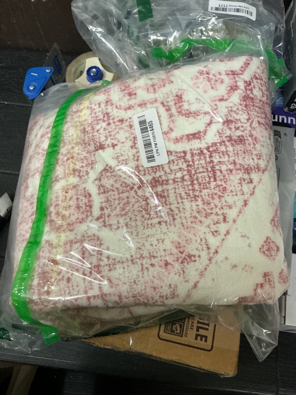 Photo 1 of 3x5 Washable Pink Area Rug, Upgraded Denser Surface Vintage Rugs, Honeycomb Non-Slip Backing Living Room Rug, Easy Care Foldable Rugs for Living Room Bedroom Kitchen Dinning Room Home Office