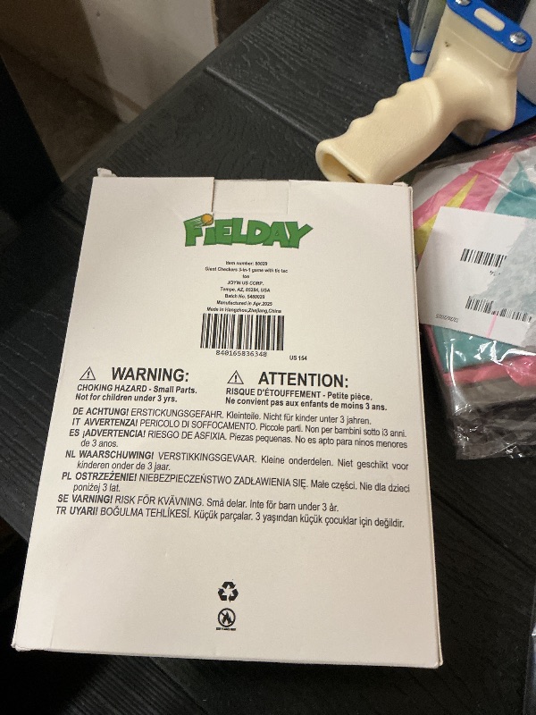 Photo 1 of 3-in-1 Vintage Giant Checkers, Tic, Tac, Toe, with Reversible Mat, 24 Chips, Family Board Game, Lawn Game, BBQ Party Favor, Indoor and Outdoor Activity for Kids and Adults