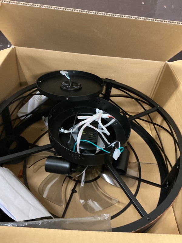 Photo 1 of EDISHINE 20 Inch Fandelier Caged Ceiling Fans with Lights and Remote, 10%-100% Dimmable, Rustic Bladeless Ceiling Fan, Small Farmhouse Fan Lights Ceiling Fixtures for Kitchen, Bedroom-Brushed Gold