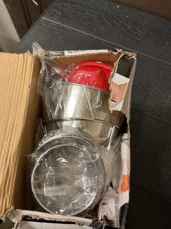 Photo 1 of 40oz Pancake Batter Dispenser, Stainless Steel Funnel Cake Dispenser with 4 Silicone Nozzles, 2 Muffin Rings, Silicone Muffin Pan, Brush, Scraper, Egg Beater, Great for Cupcakes and Baked Goods