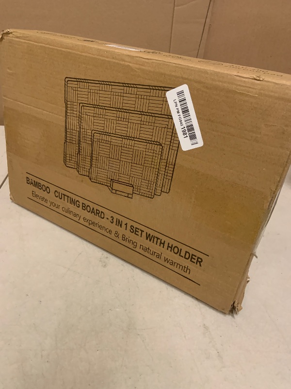 Photo 1 of Fibogollo Bamboo Cutting Boards for Kitchen,Chopping Boards Set with Juice Groove,End Grain Bamboo Butcher Block,Serving Board with Holder(3 Pcs)