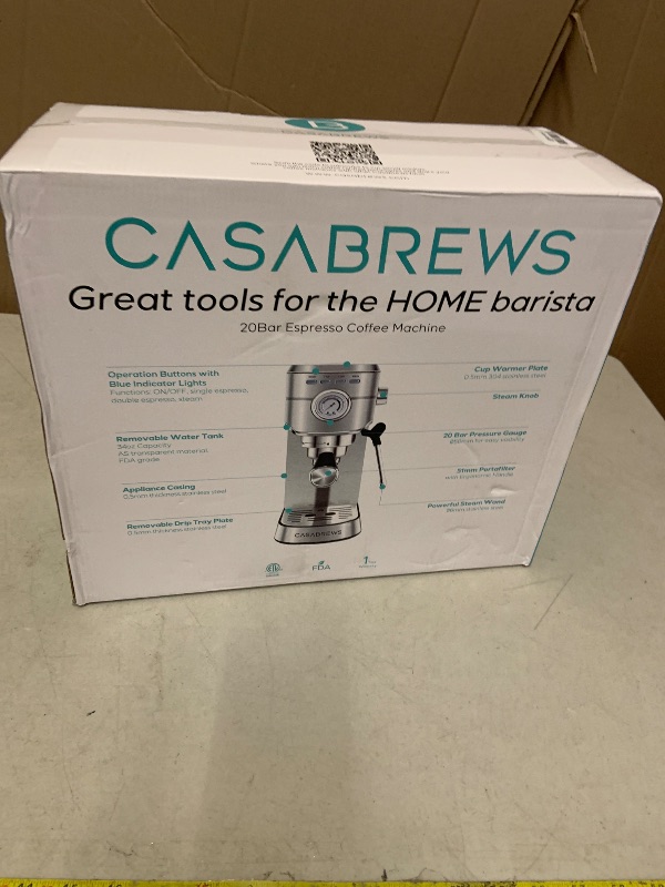 View 3 of CASABREWS CM5418 Espresso Machine 20 Bar, Compact Espresso Maker with Steam Milk Frother, Stainless Steel Coffee Machine with 34oz Removable Water Tank for Cappuccino, Gift for Women or Men, Silver