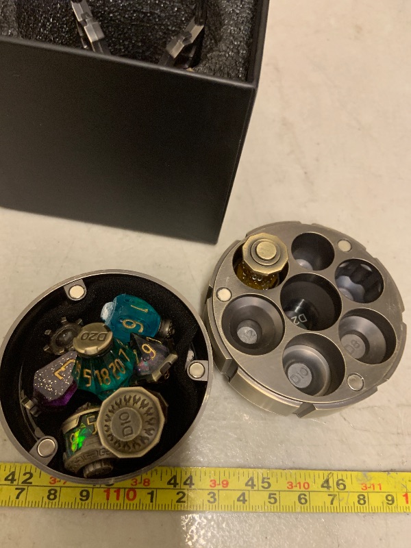 Photo 1 of 2026 DND Dice Set Alchemist’s Metallic Elixir Metal Dice Set - 7-Piece RPG MTG dice Collection in Vintage Chalice Caser dice Box for D&D, Sci-Fi, War, or Crime Theme MTG RPG Tabletop Games (Bronze)