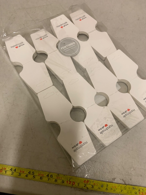 Photo 1 of 200PCS Necklace Display Cards Self Adhesive Jewelry Packaging Card for Keychain Bracelet Hair Band Fold Over Hanging Holder (White, 1.8x4.7 inches)