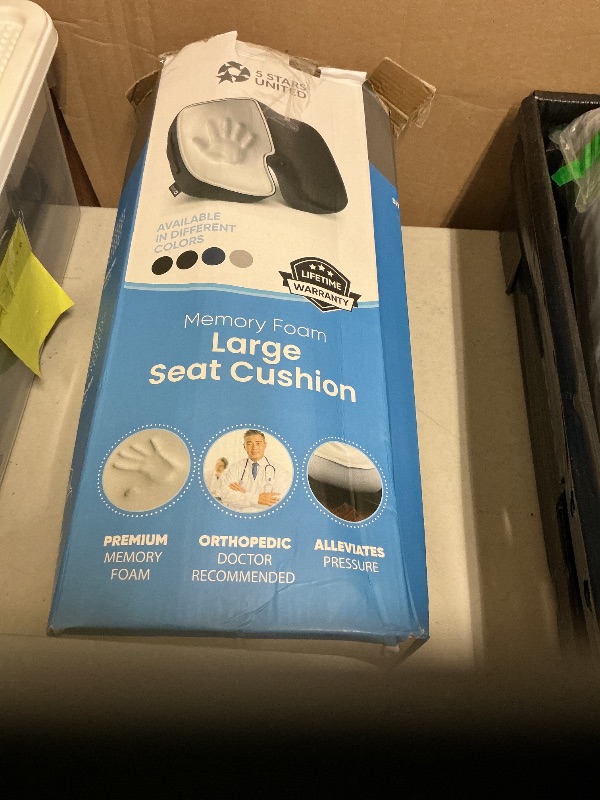 Photo 1 of 5 STARS UNITED Seat Cushion for Tailbone Pain Relief – Large Memory Foam Cushion for Coccyx, Hip, Sciatica & Post-Surgery Recovery – Wheelchair, Car, Desk, Gaming & Office Chairs, Black