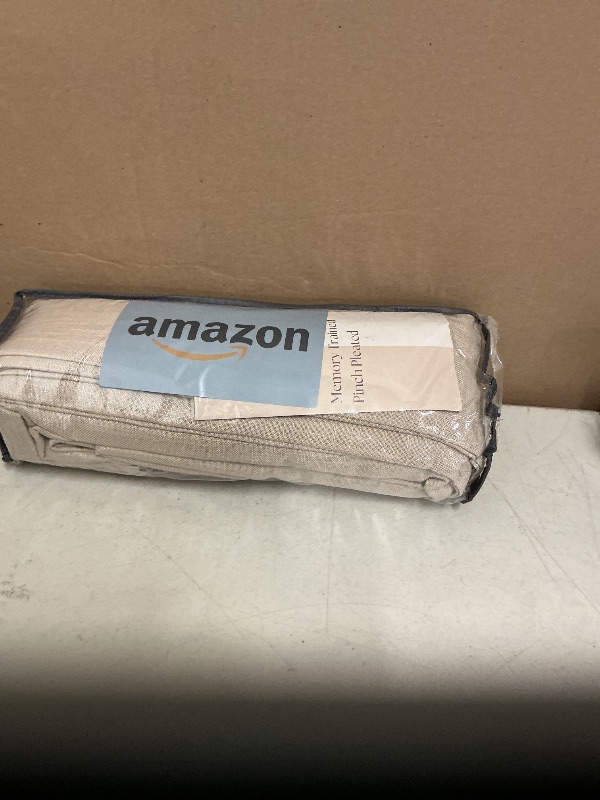 Photo 1 of 102 Inch Curtains Pinch Pleat Linen Curtains for Living Room Bedroom Tan Beige Burlap Flax Light Filtering Privacy 102 Inch Long 50 Inch Width Pleated Drapes Hooks Rings for Sliding Door 1 Panel