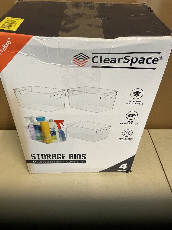 Photo 1 of **2**ClearSpace Clear Plastic Storage Bins – Pantry Organizers & Storage Containers, Cabinet Organizer - Home Organization Must Haves for Kitchen, Laundry Room, Office, Closet, Garage & Freezer