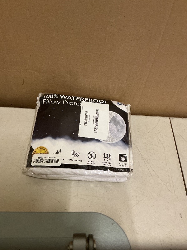 Photo 1 of 100% Stain Resistant & Waterproof King Size Pillow Protectors with Zipper Set of 2 - Bed Bug & Dust Mite Proof White Pillowcases - Breathable, Comfortable Pack of Covers for Pillows, 20 x 36 Inches